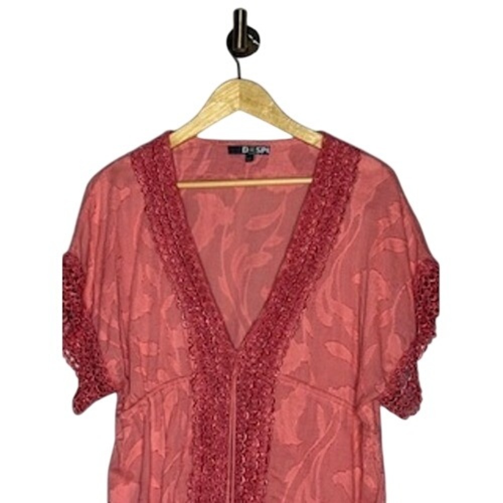 Despi‎ Coral Pink Crochet Lace Swim Cover Up Dress Womens Large - Picture 3 of 9